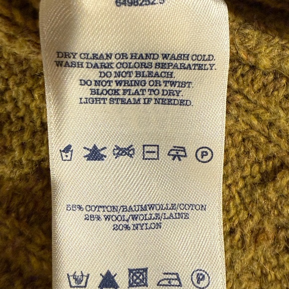 Classic Lands' End Cable Knit Sweater - Cotton & Wool Blend in Deep Mustard - Picture 3 of 4